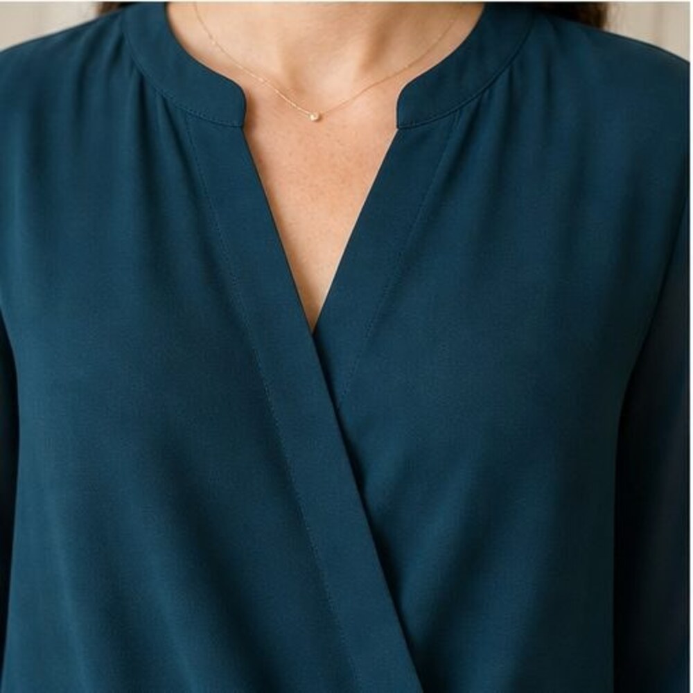 Teal Wrap Blouse - Picture 4 of 6